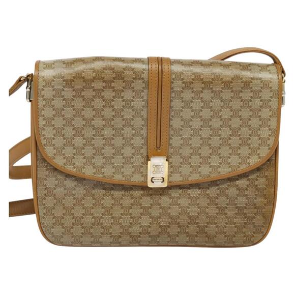 CELINE Macadam Canvas Shoulder Bag Pvc Beige Gold - Picture 2 of 13